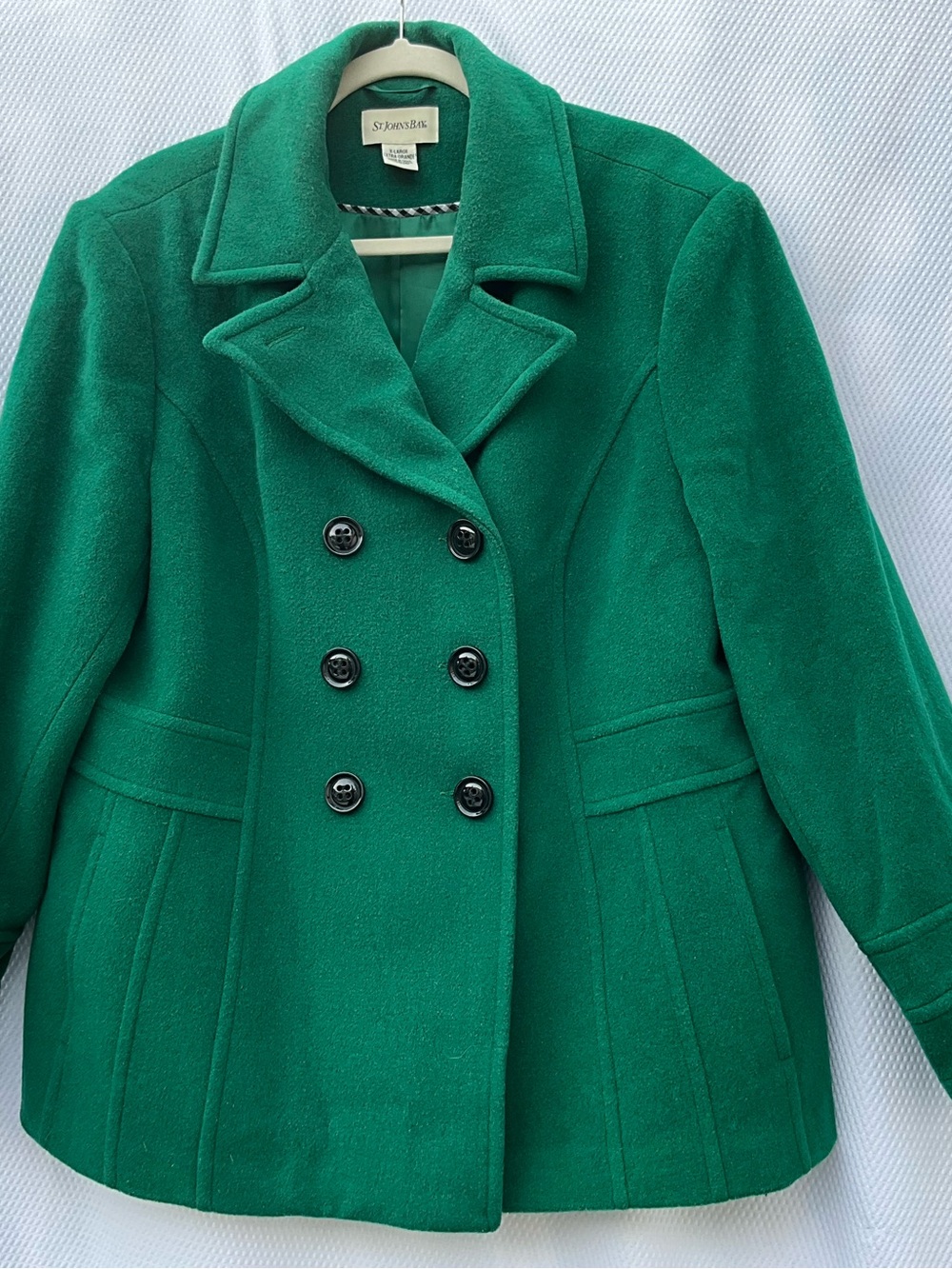 St. John's Bay Green Wool Cashmere Blend Peacoat Double Breasted XL - Picture 3 of 12